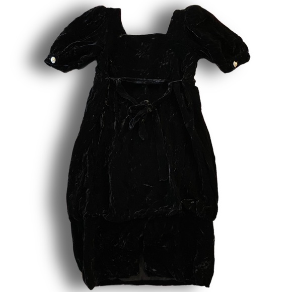 vintage 80s puff sleeve faux pearl midi dress - Picture 3 of 4